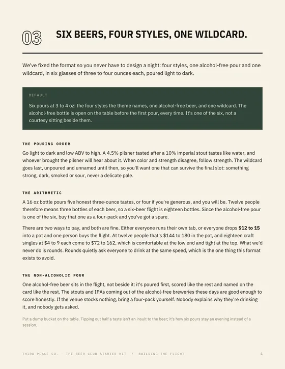 Tasting Guide: how to build a flight of six beers in four styles with one wildcard.