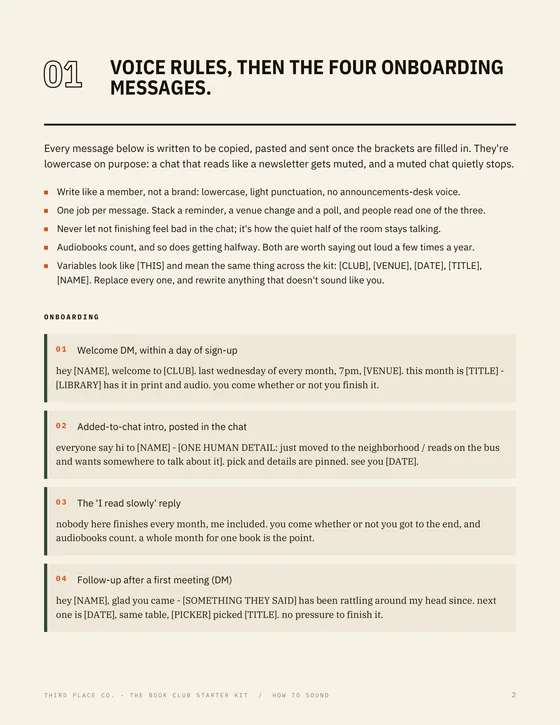 Group Chat Templates: copy-and-paste messages for the life of the club.