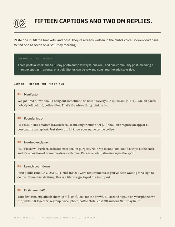 Kit page: fifteen caption templates.