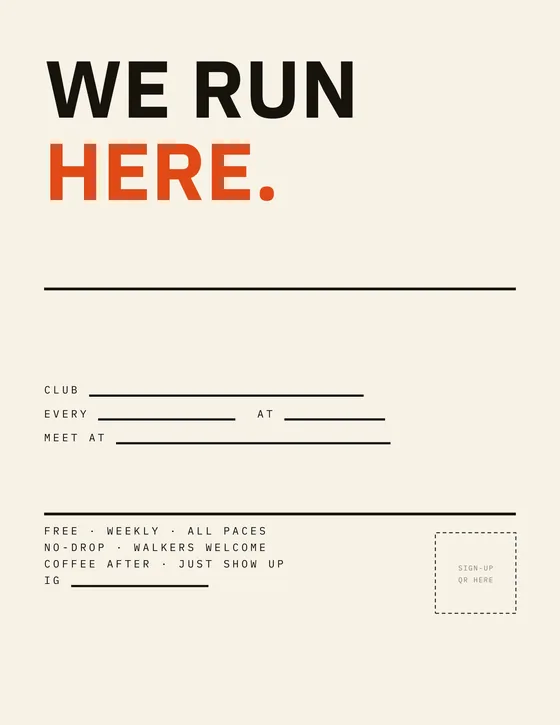 Kit page: the WE RUN HERE print-ready poster.